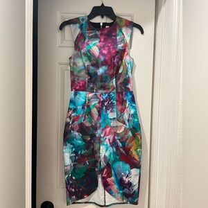 multicolor floral midi dress size XS